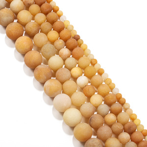 Perles rondes en jade jaune vieilli naturel givré pour la fabrication de bracelets, perles en pierre ST0298 - Product Image 4