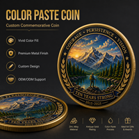 Pièces de monnaie miroir 3D personnalisées en métal plaqué or avec logo et boîte en plastique