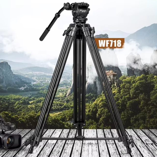 WF WF-718 Professional DSLR Tripod 1880mm Extended Length Aluminum Alloy 8kg Load Capacity for Photographers, Vloggers