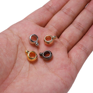 Perle ronde en résine plastique plaquée or et argent, grand trou, pendentif à trois voies, accessoire de bijoux DIY, matériau pour bracelet - Product Image 5
