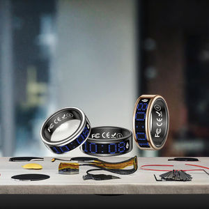 Anneau intelligent en acier inoxydable SR16, affichage des appels, rappel d'appels, étanche IP68, chargeur sans fil IOS, suivi de la santé et de la forme physique, contrôle par application - Product Image 3