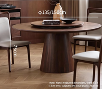 Table à manger ronde sur piétement conique, base colonne en noyer, bureau circulaire, table en bois sur mesure à jointure mortaise et tenon
