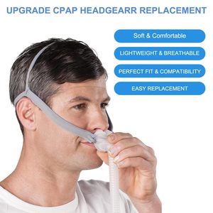 Sangles de fixation pour <span class=keywords><strong>masque</strong></span> CPAP nasal <span class=keywords><strong>ResMed</strong></span> <span class=keywords><strong>Airfit</strong></span> P10 - Sangle élastique grise avec clips Fabriqué en Chine - Product Image 1