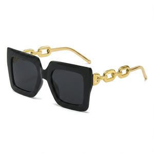 <span class=keywords><strong>Lunettes</strong></span> de soleil Hip Hop à maillons épais avec logo personnalisé, faible MOQ, monture carrée audacieuse, verres teintés, pour boutiques - Product Image 2
