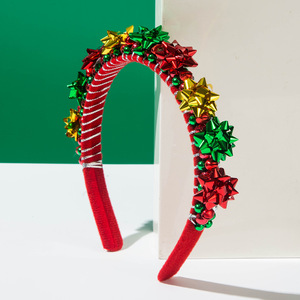 Nouveau serre-tête de Noël en velours fin, entièrement recouvert de perles multicolores et de clochettes, rouge et vert classiques, accessoires de cheveux pour femmes pour les fêtes de Noël - Product Image 5