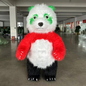Panda mascotte gonfiabile di alta qualità pelliccia lunga 2m/2.6m/3m gonfiabile panda mascotte peluche costume - Product Image 1