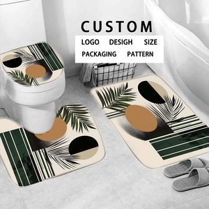 Moderno Set di 4 pezzi Anti-Slip stampato digitale fiore in PVC ganci impermeabili in poliestere hotel <span class=keywords><strong>tenda</strong></span> da doccia biancheria da bagno stuoie - Product Image 6
