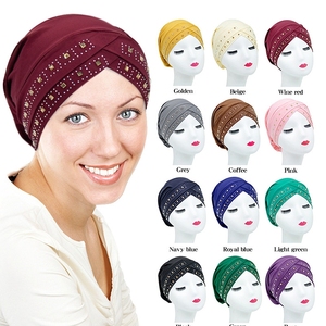 Gorro con purpurina para mujer, musulmán árabe gorrito, <span class=keywords><strong>turbante</strong></span> con diamantes de imitación, venta al por mayor - Product Image 2