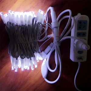 Tampilan luar ruangan liburan antiair putih hangat lembut 2700K kecerahan tinggi 110V 220V lampu tali peri karet - Product Image 6