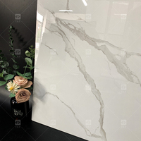 Carreaux de Sol de Luxe en Porcelaine Émaillée Blanc Carrara 60x60 Carreaux de Sol Maison en Marbre Blanc Vitrifiés pour Salon