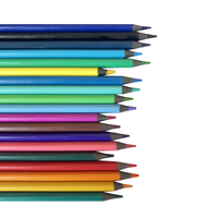 Crayons de couleur triangulaires en plastique recyclé non solubles, 24 couleurs |   Art durable personnalisable (couleurs/logo/emballage) vendu à l'unité