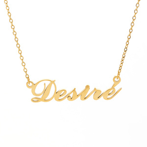 Collier personnalisé en acier inoxydable plaqué or 18 carats avec nom écrit sur mesure, pendentif avec inscription personnalisée, chaîne pour femme, bijoux personnalisés avec texte, cadeau - Product Image 1