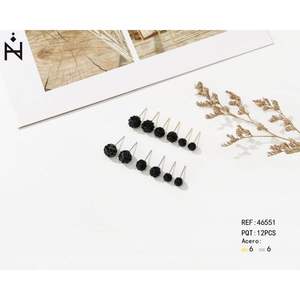 Orecchini a perno con perline di diamanti Aziza Shambhala, set da 12 pezzi, gioielli minimalisti in acciaio inossidabile - Product Image 1