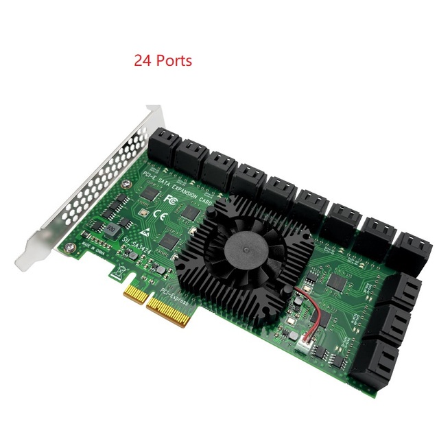 PCI-E to SATA3.0 Expansion Card with 24 20 16 12 10 Ports Solid State Drive Adapter Card for Games