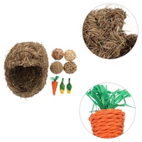 Ensemble de 3 pièces nid de lapin en herbe literie et jouet à mâcher pour lapins gerbilles et lapins maison essentielle pour animaux de compagnie
