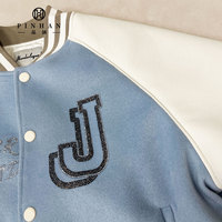 Vêtements d'extérieur décontractés Veste de baseball avec logo brodé de paillettes Patte de boutonnage avec veste en cuir PU pour hommes