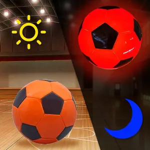 Atacado laranja LED Machine Stitching TPU Soccer tamanho 5 brilho luminoso do futebol no escuro led light up soccer ball