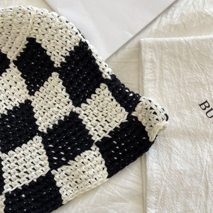 Hot Sale Factory <strong>Cheap</strong> Cool Checkerboard Wool Knitting Ruffle Crochet <strong>Bucket</strong> <strong>Hat</strong> - Product Image 5