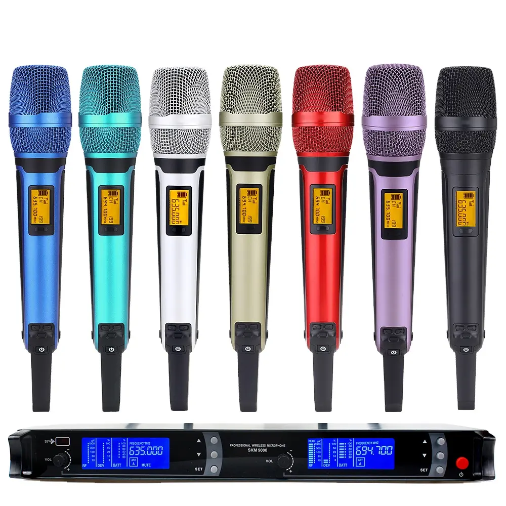 Microfone sem fio 900mhz uhf, alta qualidade, profissional, skm9000, verdadeira diversidade, manual, sistema de karaoke, microfone