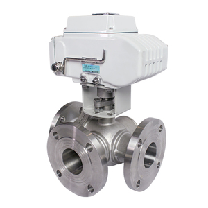 COVNA DN80 3 pouces 3 voies à port en L 24V CC Type à bride en acier inoxydable CF8M Vanne à boisseau sphérique motorisée - Product Image 4