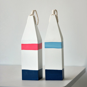 MDF <b>Fishing</b> <b>Floats</b> 2Pcs White With Red And Blue Stripe Mediterranean Style Decor For Living Room - Product Image 3