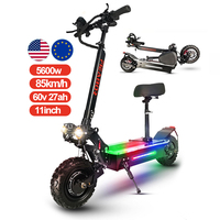 Almacén EE. UU. UE Envío gratis Alta velocidad 80 KM/H 60V 5600W 11 pulgadas Neumáticos todoterreno Ciudad plegable Montaña Adultos Scooter eléctrico