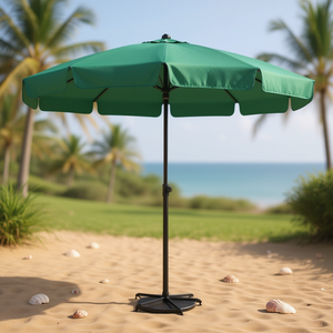 Sombrilla de Playa Inclinable de Poliéster Verde de 78.7x49.2 Pulgadas con Base, Parasol para Patio, Protección Solar para Exteriores - Product Image 2