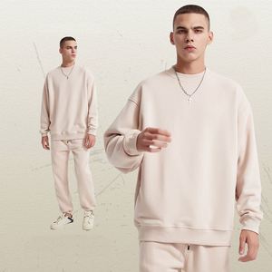 Sweat-shirt en molleton personnalisé avec logo brodé AI-MICH pour hommes et femmes, col rond oversize, pour l'hiver, à capuche - Product Image 1