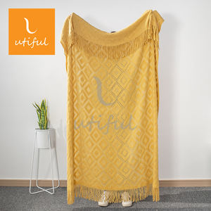 Ultra doux <span class=keywords><strong>grand</strong></span> jacquard diamant évider GEO tricotage chaîne gland jeter couverture pour canapé - Product Image 5