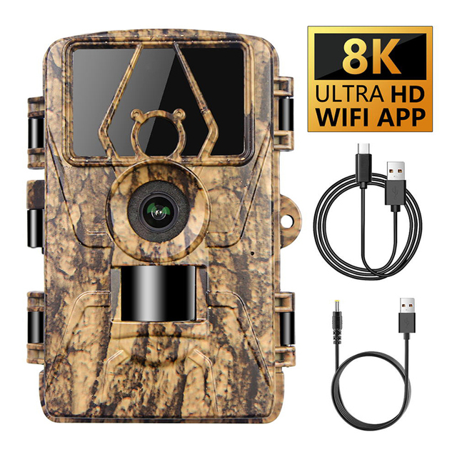 8K Hunting Camera with WIFI Night Vision Camera for Motion Detection Outdoor Wildlife Trail Cameras Photo Traps