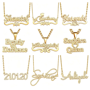 Collar con Colgante <span class=keywords><strong>de</strong></span> Corazón con Nombre Personalizado en Acero Inoxidable Chapado en <span class=keywords><strong>Oro</strong></span> <span class=keywords><strong>de</strong></span> 18K, Estilo HipHop, Sin Deslustre, con Diamantes, Certificación CE, Regalo <span class=keywords><strong>de</strong></span> Aniversario - Product Image 1