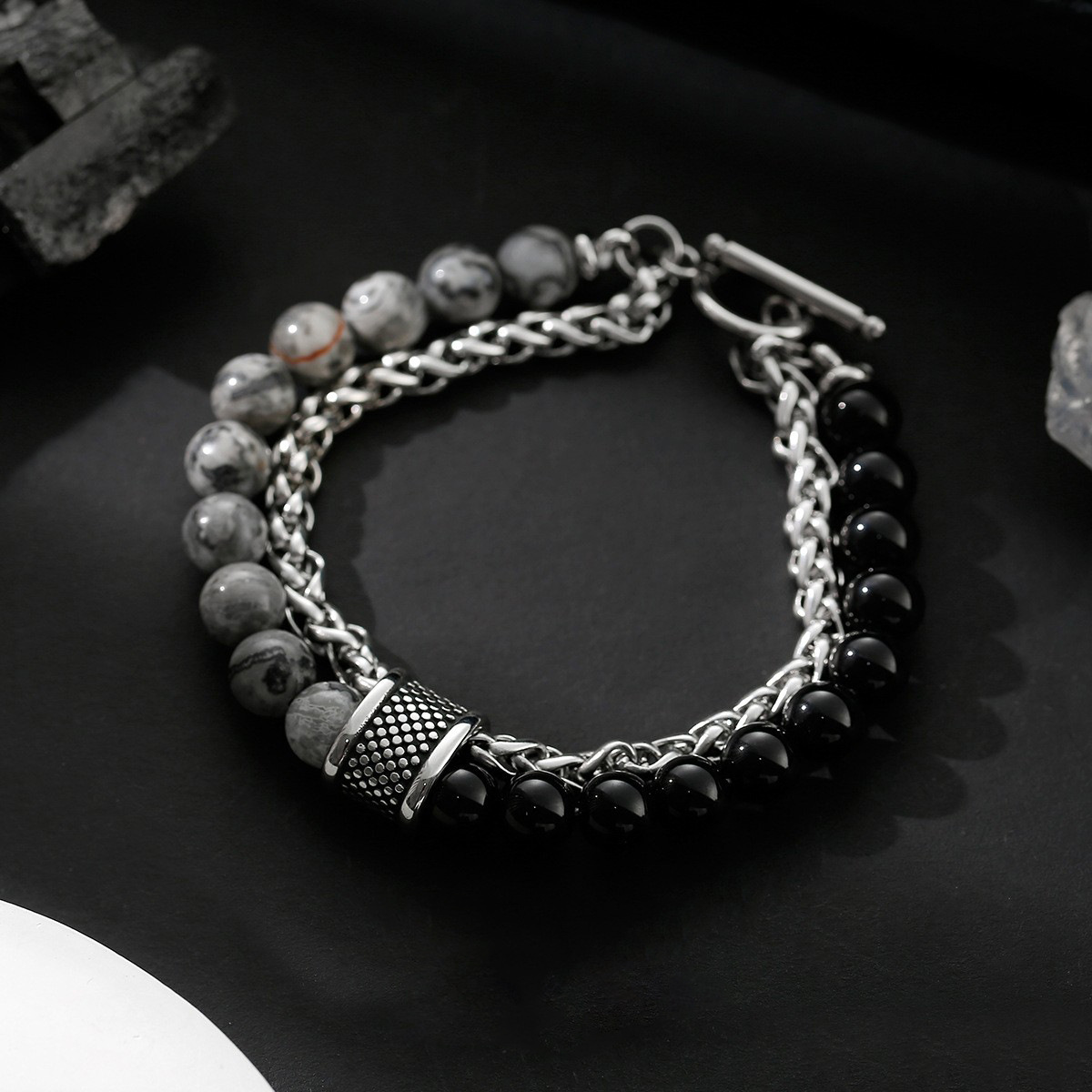 Bracelet en pierre de carte double épaisseur