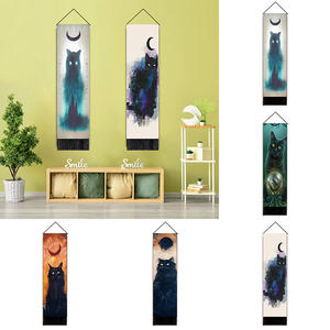 Eclipse Moon Black Cat Print Tassel Tapestry Wandbehang für Männer und Jungen im Schlafzimmer - Product Image 2