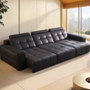 Functional Three Seat <b>Inflatable</b> Sectional Bed Living Room 2025 New Model Retractable Reclining Genuine Leather Retractable Recl - Product Image 1