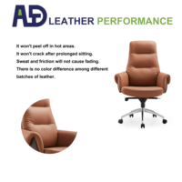 Chaise de bureau de direction en cuir moderne de luxe à dossier haut, ergonomique, pivotante, avec base en aluminium pour les patrons et les managers