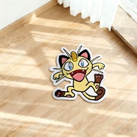Tapis en peluche Gengar à visage touffeté, motif anime fantôme violet avec expression souriante, antidérapant, pour décoration intérieure créative