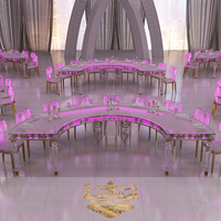 Grande table de salle à manger de luxe en acrylique semi-lune, 8 personnes d'occasion