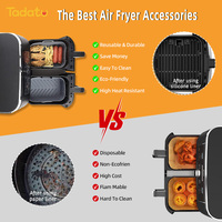 Rectangle 2 Pack Réutilisable Air Fryer Moule Silicone Pot Air Fryer Liners pour Ninja Dual Airfryer