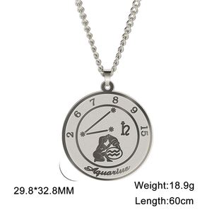 Collier Zodiaque Vintage Myshape en Acier Inoxydable, 12 Constellations Astrologiques, Chaîne Longue pour Hommes et Femmes, Idéal Anniversaire - Product Image 6