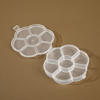 Boîte de rangement pour accessoires de nail art en PP transparent, 7 compartiments, en forme de fleur de prunier, pour organiser et présenter les faux ongles