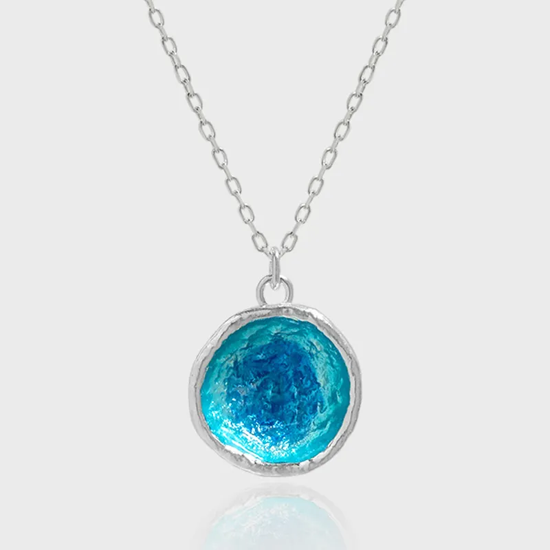 Blue Sea Theme Drop Glaze Charms Joyería de moda S925 Collar de plata esterlina Mujeres