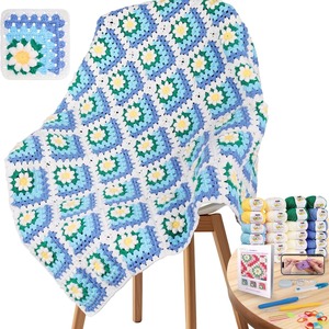 Kit de <span class=keywords><strong>crochet</strong></span> pour débutants - Fils doux, instructions détaillées, kit de démarrage complet pour couverture Daisy, DIY facile - Product Image 3