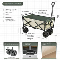 Chariot utilitaire pliable réglable et robuste pour camping en plein air, plage, pique-nique