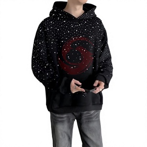 Sudadera con Capucha de Lujo para Hombre con Pedrería, Logotipo Personalizado, Diseño Gráfico, Decorada con Cristales, Fabricante, Servicios OEM - Product Image 1