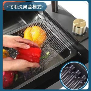 Đàn Piano Key Hiển Thị Kỹ Thuật Số Bồn Rửa Nhà Bếp Cá Voi Thiết Kế Lớn Duy Nhất Lưu Vực Thác Nano Lớp Phủ Sàn Gắn Chrome Khách Sạn Nhà - Product Image 3