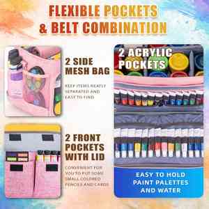Sac de rangement polyvalent pour peinture acrylique avec séparateurs ajustables pour bouteilles de différentes tailles, étui de rangement pour fournitures artistiques - Product Image 3