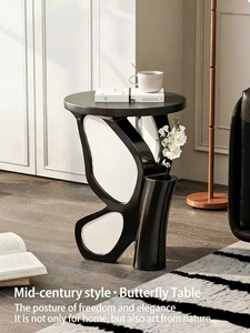 Mesa de Centro de Estilo Antiguo con Borde de Mariposa Creativo, Decoración Retro para Sala de Estar, Dormitorio, Mesa de Noche - Product Image 2