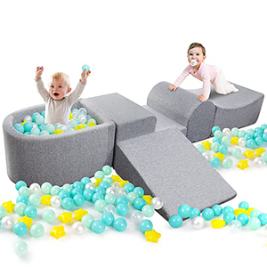 Blocchi di arrampicata in schiuma morbida e box per palline adatto per lo scivolamento e il gioco di strisciamento al coperto dei bambini - Product Image 1
