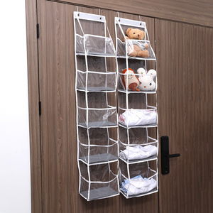 Hanging Closet Organizer With Hooks White Non-Woven Fabric Multi-Purpose Storage Bag For Toys And Clothes Door Wall Mount - Product Image 1