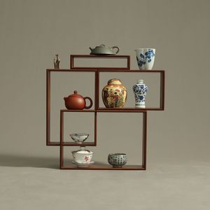 Modular Display Shelf Bamboo Tea Set Storage Rack Multi Layer Retro Color <b>Teacup</b> Teapot Organizer - Product Image 2